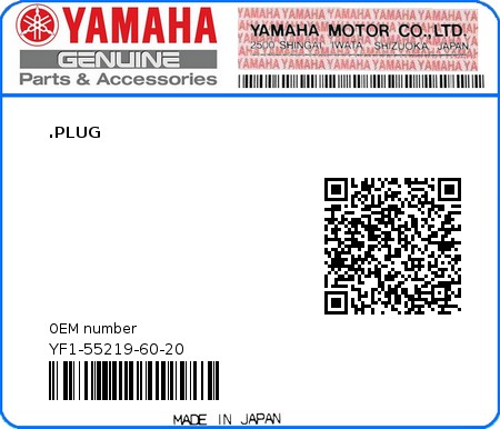 Product image: Yamaha - YF1-55219-60-20 - .PLUG 