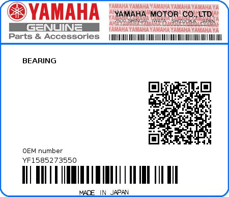 Product image: Yamaha - YF1585273550 - BEARING  0