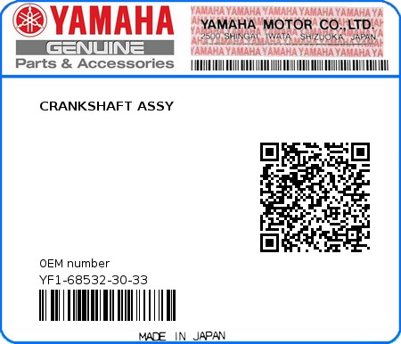 Product image: Yamaha - YF1-68532-30-33 - CRANKSHAFT ASSY  0