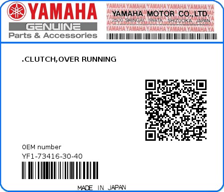 Product image: Yamaha - YF1-73416-30-40 - .CLUTCH,OVER RUNNING 