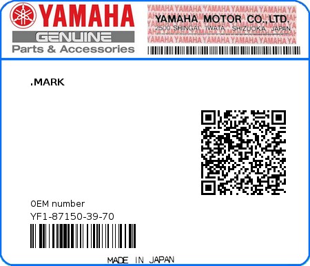 Product image: Yamaha - YF1-87150-39-70 - .MARK  0