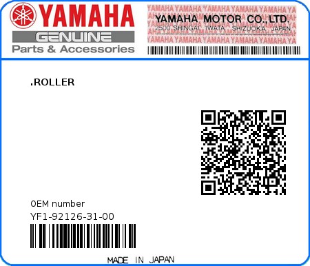 Product image: Yamaha - YF1-92126-31-00 - .ROLLER  0