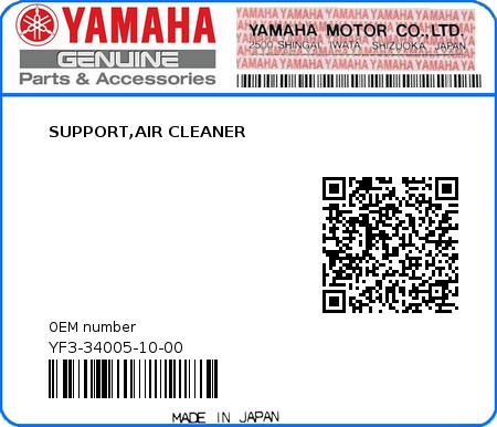 Product image: Yamaha - YF3-34005-10-00 - SUPPORT,AIR CLEANER 