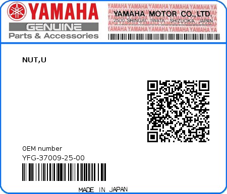 Product image: Yamaha - YFG-37009-25-00 - NUT,U 