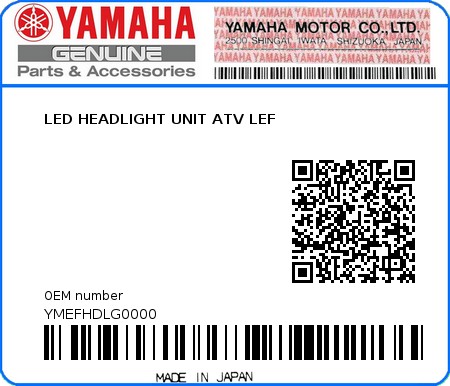 Product image: Yamaha - YMEFHDLG0000 - LED HEADLIGHT UNIT ATV LEF 