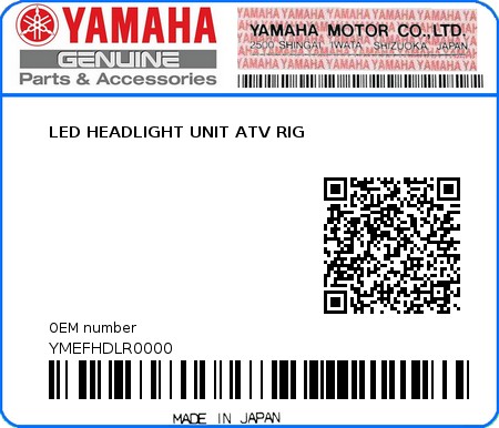 Product image: Yamaha - YMEFHDLR0000 - LED HEADLIGHT UNIT ATV RIG 