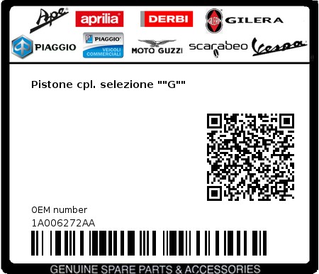 Product image: Moto Guzzi - 1A006272AA - Pistone cpl. selezione ""G"" 