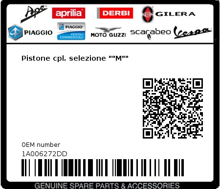 Product image: Moto Guzzi - 1A006272DD - Pistone cpl. selezione ""M"" 