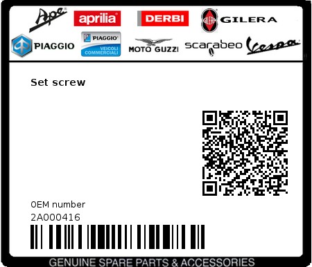 Product image: Moto Guzzi - 2A000416 - Set screw  0