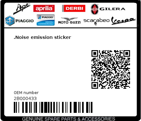 Product image: Moto Guzzi - 2B000433 - .Noise emission sticker 