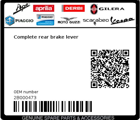 Product image: Moto Guzzi - 2B000473 - Complete rear brake lever  0