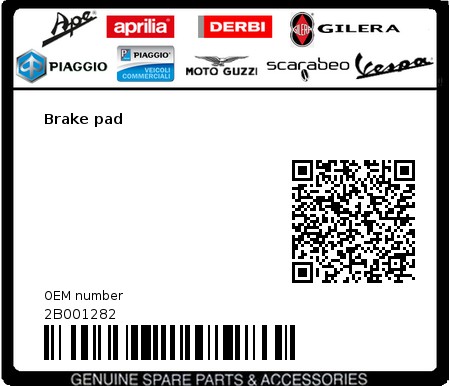 Product image: Moto Guzzi - 2B001282 - Brake pad 