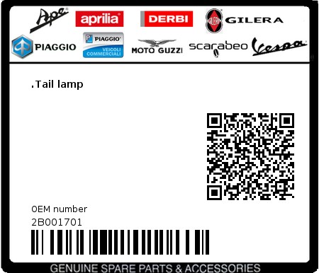 Product image: Moto Guzzi - 2B001701 - .Tail lamp  0