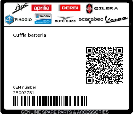 Product image: Moto Guzzi - 2B002781 - Cuffia batteria 