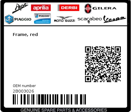 Product image: Moto Guzzi - 2B003026 - Frame, red  0