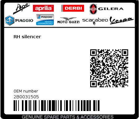 Product image: Moto Guzzi - 2B0031505 - RH silencer  0