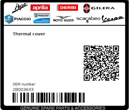 Product image: Moto Guzzi - 2B003643 - Thermal cover 