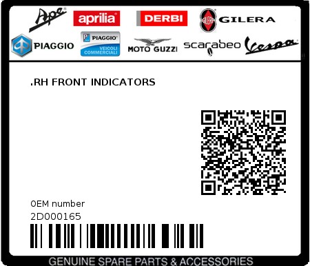 Product image: Moto Guzzi - 2D000165 - .RH FRONT INDICATORS  0