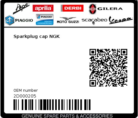 Product image: Moto Guzzi - 2D000205 - Sparkplug cap NGK  0