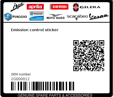 Product image: Moto Guzzi - 2G000012 - Emission control sticker 