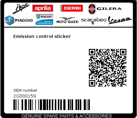 Product image: Moto Guzzi - 2G000159 - Emission control sticker 