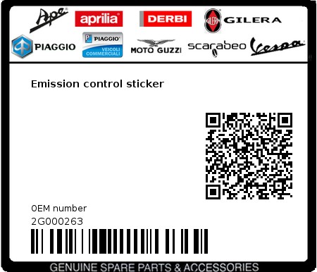 Product image: Moto Guzzi - 2G000263 - Emission control sticker  0