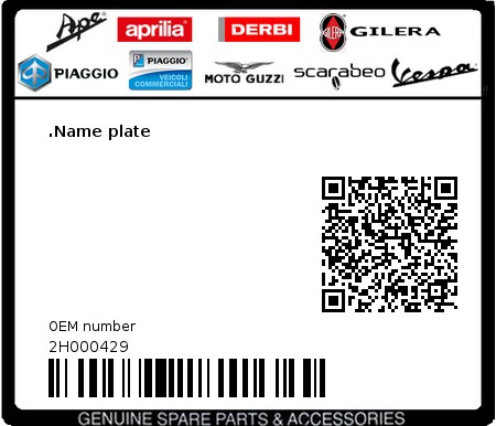 Product image: Moto Guzzi - 2H000429 - .Name plate  0