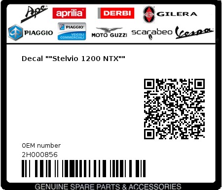 Product image: Moto Guzzi - 2H000856 - Decal ""Stelvio 1200 NTX""  0