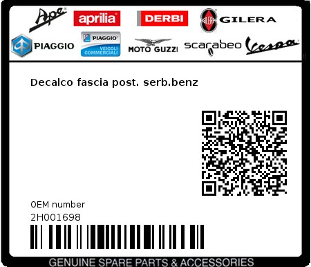 Product image: Moto Guzzi - 2H001698 - Decalco fascia post. serb.benz  0