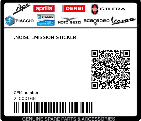 Product image: Moto Guzzi - 2L000168 - .NOISE EMISSION STICKER  0