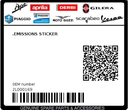Product image: Moto Guzzi - 2L000169 - .EMISSIONS STICKER  0
