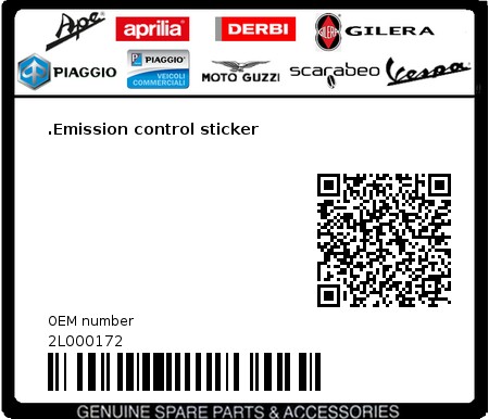 Product image: Moto Guzzi - 2L000172 - .Emission control sticker  0