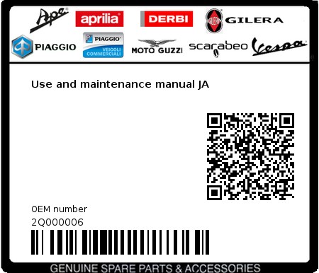Product image: Moto Guzzi - 2Q000006 - Use and maintenance manual JA  0