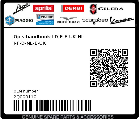 Product image: Moto Guzzi - 2Q000110 - Op's handbook I-D-F-E-UK-NL I-F-D-NL-E-UK 