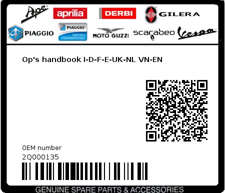 Product image: Moto Guzzi - 2Q000135 - Op's handbook I-D-F-E-UK-NL VN-EN 