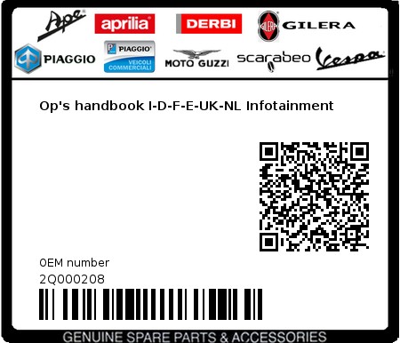 Product image: Moto Guzzi - 2Q000208 - Op's handbook I-D-F-E-UK-NL Infotainment 