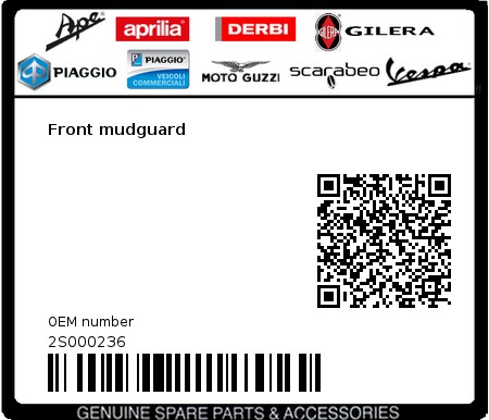 Product image: Moto Guzzi - 2S000236 - Front mudguard  0