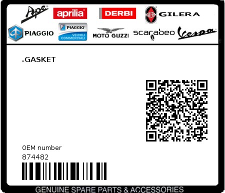 Product image: Moto Guzzi - 874482 - .GASKET  0