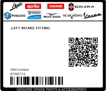 Product image: Moto Guzzi - 8798774 - .LEFT INTAKE FITTING  0