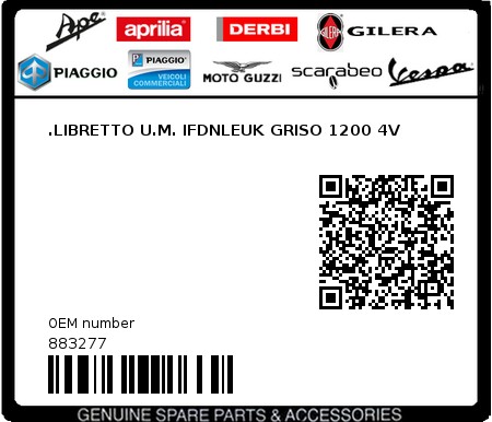 Product image: Moto Guzzi - 883277 - .LIBRETTO U.M. IFDNLEUK GRISO 1200 4V  0