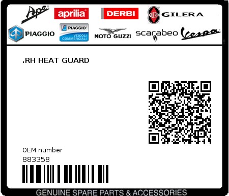 Product image: Moto Guzzi - 883358 - .RH HEAT GUARD 