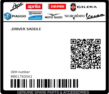 Product image: Moto Guzzi - 88617600A1 - .DRIVER SADDLE  0