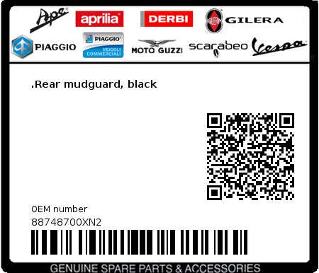 Product image: Moto Guzzi - 88748700XN2 - .Rear mudguard, black  0