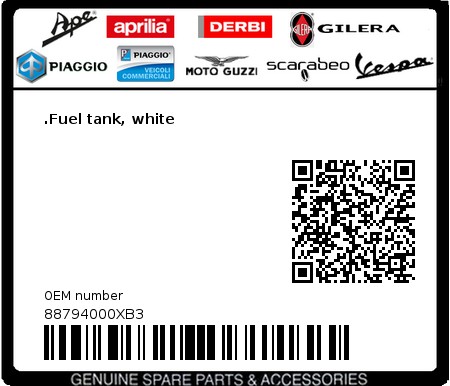 Product image: Moto Guzzi - 88794000XB3 - .Fuel tank, white  0