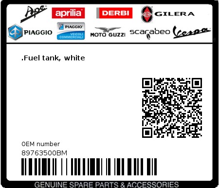 Product image: Moto Guzzi - 89763500BM - .Fuel tank, white  0
