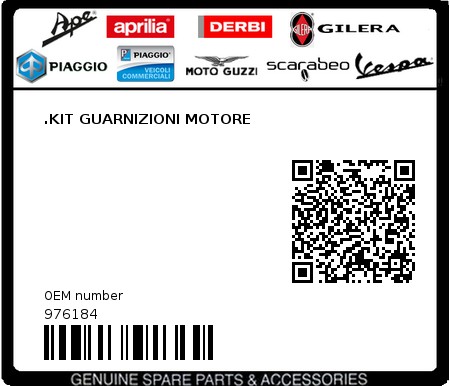 Product image: Moto Guzzi - 976184 - .KIT GUARNIZIONI MOTORE  0