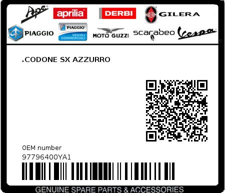 Product image: Moto Guzzi - 97796400YA1 - .CODONE SX AZZURRO 