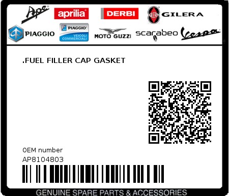 Product image: Moto Guzzi - AP8104803 - .FUEL FILLER CAP GASKET  0
