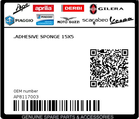 Product image: Moto Guzzi - AP8117003 - .ADHESIVE SPONGE 15X5  0