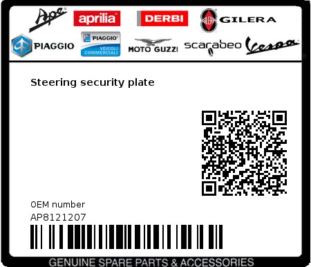 Product image: Moto Guzzi - AP8121207 - Steering security plate 